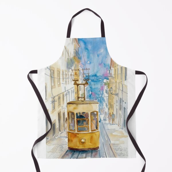 Item preview, Lisbon Tram Watercolor Vibrant Cityscape designed and sold by caracatita75.