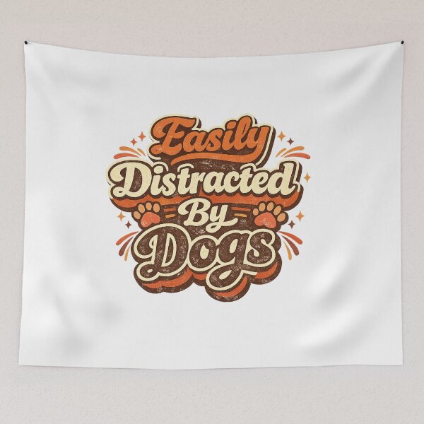 Item preview, Easily Distracted By Dogs Retro Typography Shirt | Vintage Groovy Dog Lover Design designed and sold by Shirleygalaxy.