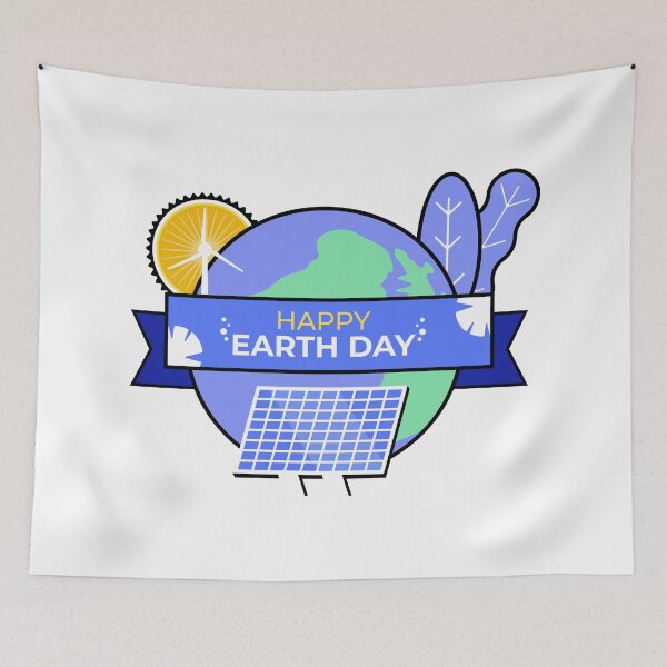 Item preview, Earth day ribbon badge with renewable energy elements eco friendly design designed and sold by GriferrStore.