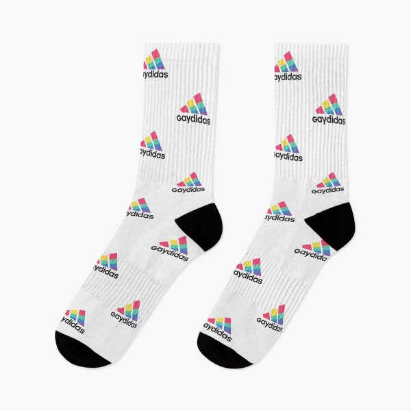 Item preview, Rainbow Stripe Athletic Gaydidas Parody Logo Sports Pride Statement designed and sold by Aryabek.