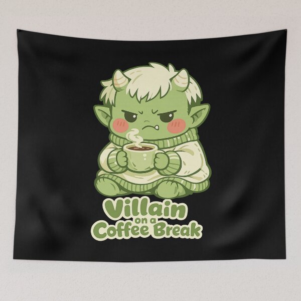 Item preview, Cute Grumpy Monster Coffee Lover – Villain on a Coffee Break designed and sold by SidTastic .