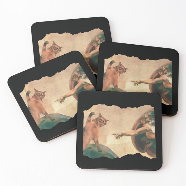 Item preview, The Creation Of Adam Michelangelo Parody With Funny Tabby Cat Fine Art designed and sold by DangeRilanman.