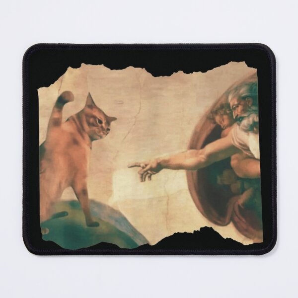 Item preview, The Creation Of Adam Michelangelo Parody With Funny Tabby Cat Fine Art designed and sold by DangeRilanman.