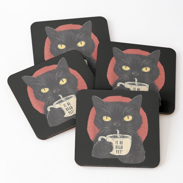 Item preview, Sassy Black Cat Drinking Coffee Is He Dead Yet Funny Goth Humor designed and sold by DangeRilanman.