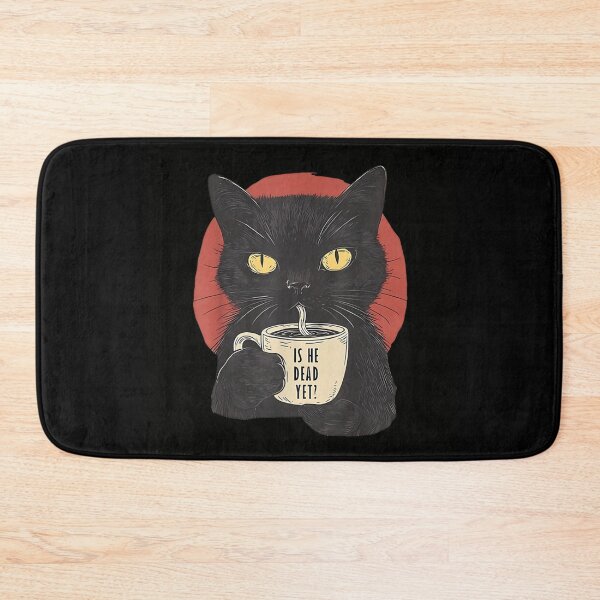 Item preview, Sassy Black Cat Drinking Coffee Is He Dead Yet Funny Goth Humor designed and sold by DangeRilanman.
