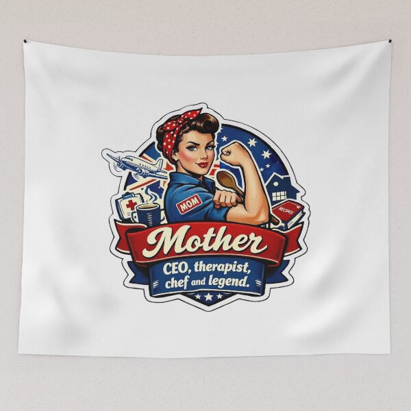 Item preview, Mother’s Day Retro Rosie the Riveter Inspired Design – Vintage 1940s Mum “CEO, Therapist, Chef & Legend”  designed and sold by MuggyandMo.