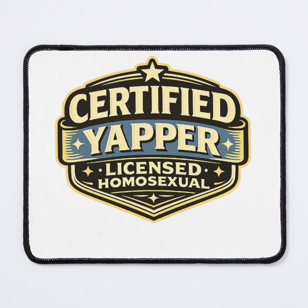 Item preview, Certified Yapper Licensed Homosexual Vintage Badge Queer Humor Statement designed and sold by Places On Earth.