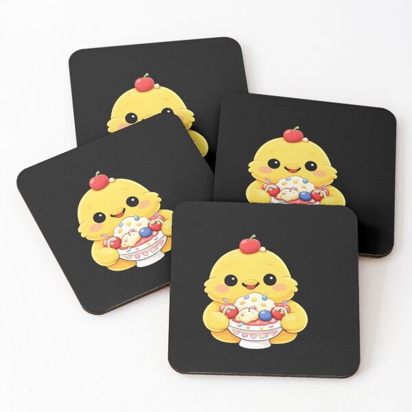 Item preview, Kawaii Yellow Chick Eating Ice Cream Sundae - Cute Chibi Bird Dessert Art designed and sold by Trendora90.