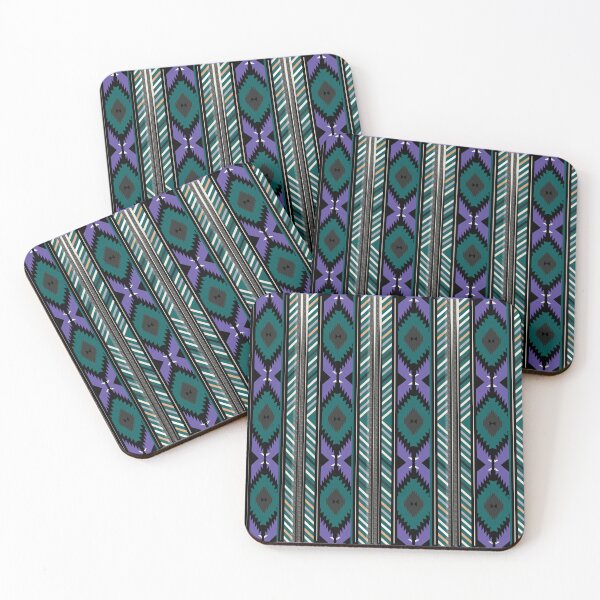 Item preview, Modern geometric tribal pattern in teal and purple  designed and sold by AdesignbyG.