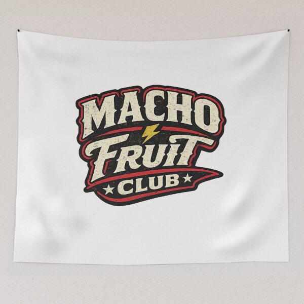 Item preview, Macho Fruit Club Lightning Badge Queer Masculinity Humor Pride Statement designed and sold by Places On Earth.