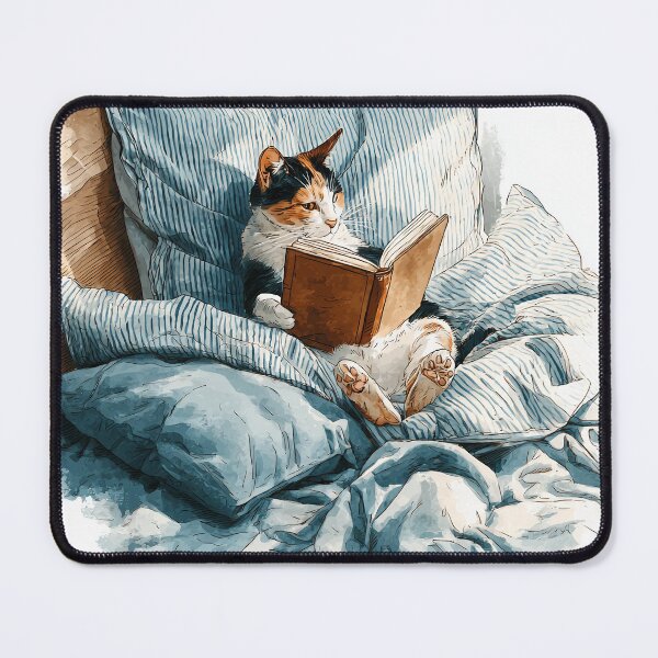Item preview, Calico cat reader in bed designed and sold by Designs4Keeps.