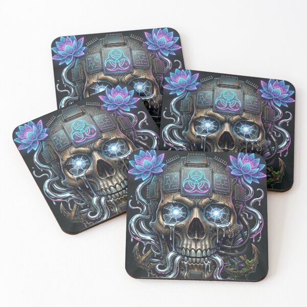 Item preview, Cyber-Biohazard Skull: Tech-Lotus Fusion designed and sold by JanRizz.
