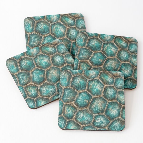 Item preview, Turquoise Turtle Shell Pattern | Teal Ocean Texture Design | Coastal Nature Geometric Print designed and sold by TheSlowShore.