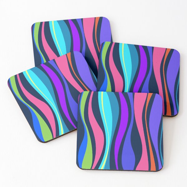 Item preview, Retro-Futuristic Wavy Stripes Print - Vibrant 70s Psychedelic Art. designed and sold by KojourinArt.