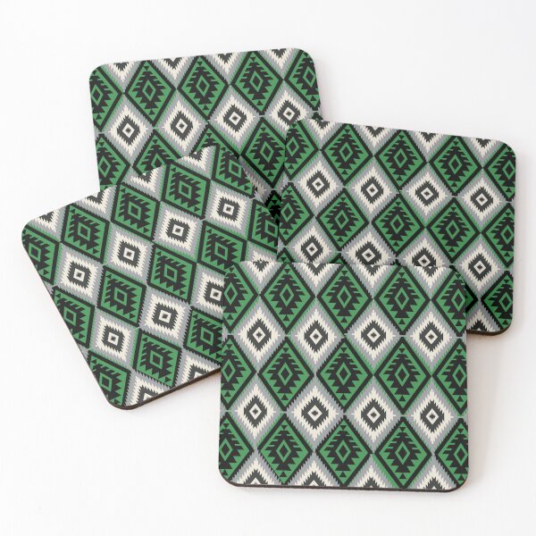 Item preview, Green and charcoal tribal diamond pattern  designed and sold by AdesignbyG.
