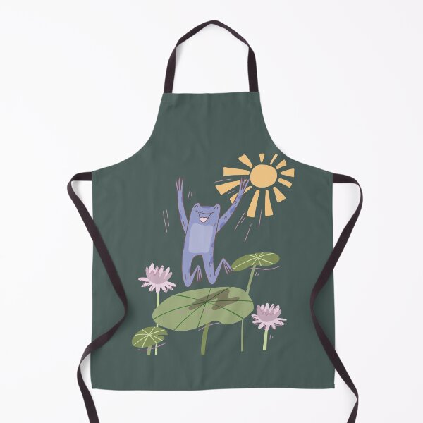 Item preview, Happy frog hops on a lotus leaf alongside lotus flowers in the sunshine, Frog lover, Funny Frog, Animal Illustration designed and sold by anyramagic.