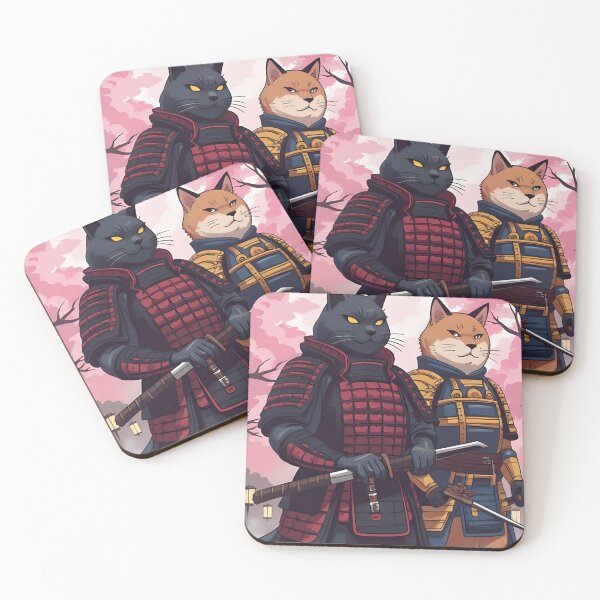 Item preview, Japanese cat and dog with samurai armor designed and sold by geekmania48.