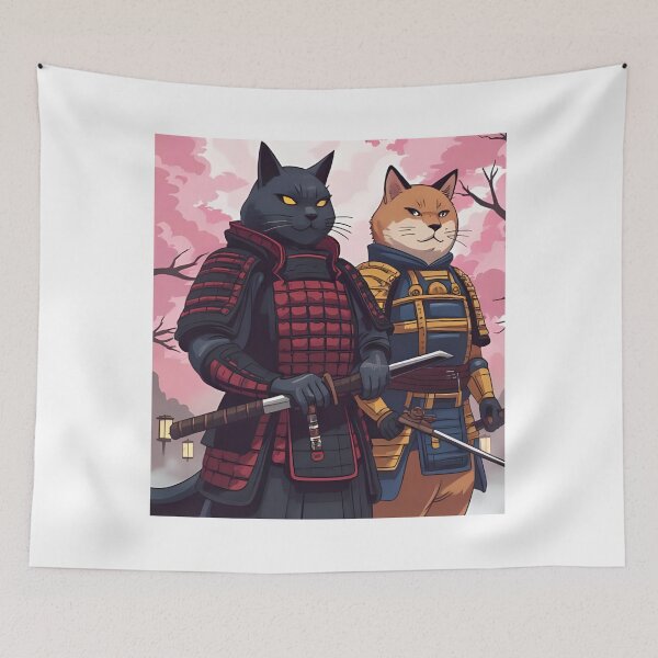 Item preview, Japanese cat and dog with samurai armor designed and sold by geekmania48.