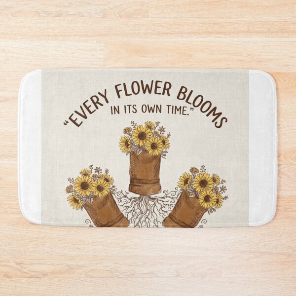 Item preview, Every Flower Blooms in Its Own Time – Vintage Sunflower Quote Illustration designed and sold by RushVibeWear.