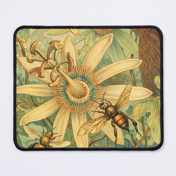 Item preview, Bee Botanical Art Nouveau Illustration Floral Design for Nature Lovers designed and sold by RickE.