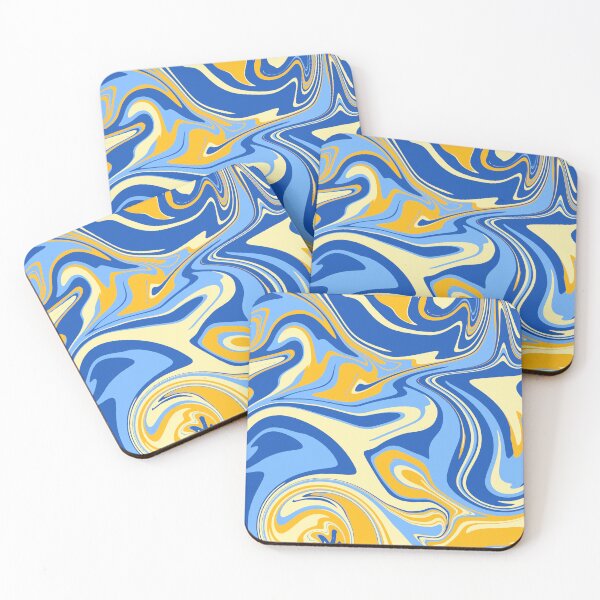 Item preview, Blue Yellow Abstract Fluid Marble Pattern designed and sold by CharmingArt23.