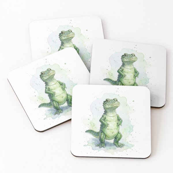 Artikelvorschau, Niedliche grüne Aquarell-Krokodil-Kunst entworfen und verkauft von Bloomkept.