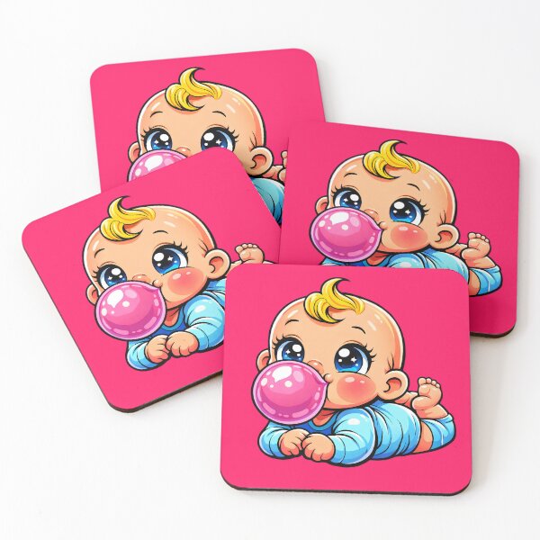 Item preview, Cute Baby Blowing Bubblegum Cartoon  Kawaii little bakery wake  Baby Funny Infant Bubble Gum Art designed and sold by LineLoo.