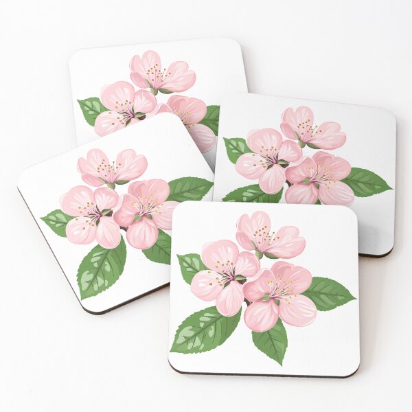Item preview, Pink Cherry Blossom Flowers with Green Leaves - Elegant Floral Art Print designed and sold by DesignArtist.ia.