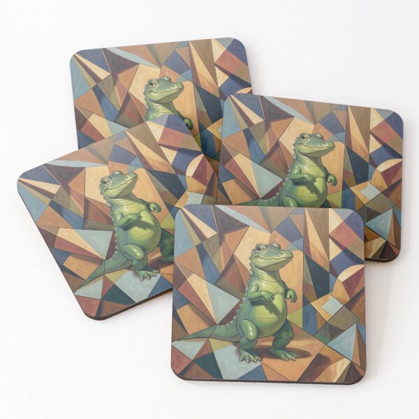 Item preview, Cubist Green Crocodile Standing Abstract Art designed and sold by Bloomkept.