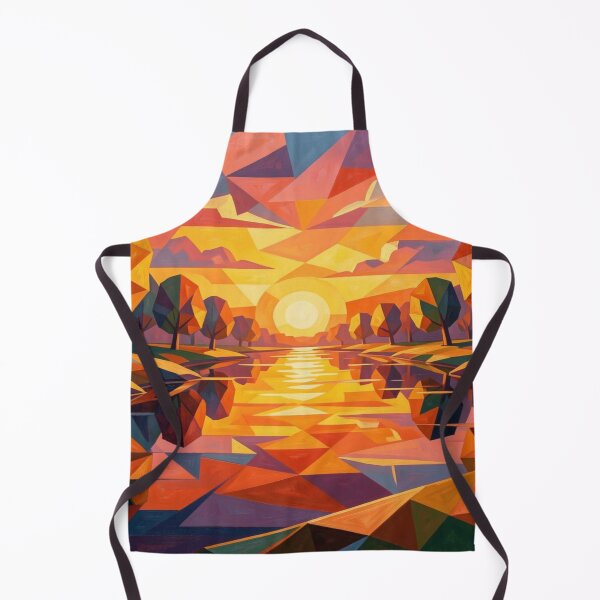 Item preview, Geometric Sunset Reflection Art with Vivid Colors in Modern Landscape Style designed and sold by FotoworldEdel.