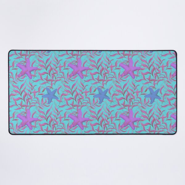 Item preview, Underwater seaweed and starfish Bright Turquoise Background designed and sold by NaliniLe.