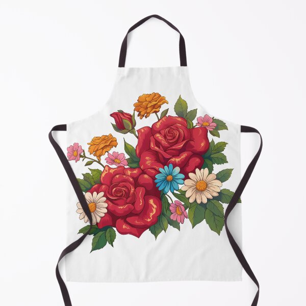 Item preview, Red Rose Bouquet with Marigolds and Daisies - Vibrant Colorful Floral Art Print designed and sold by DesignArtist.ia.
