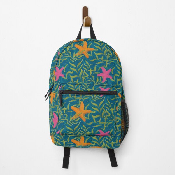Item preview, Underwater seaweed and starfish Dark Turquoise Background designed and sold by NaliniLe.
