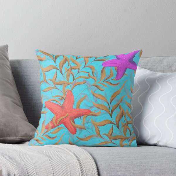 Item preview, Underwater seaweed and starfish Neon Blue Background designed and sold by NaliniLe.