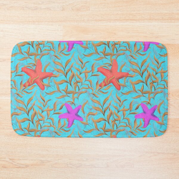 Item preview, Underwater seaweed and starfish Neon Blue Background designed and sold by NaliniLe.