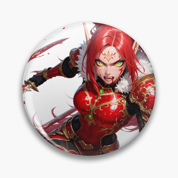 Item preview, Fierce Blood Elf Warrior | Red Fantasy Anime Girl with Sword and Battle Aura designed and sold by TattooDrive.