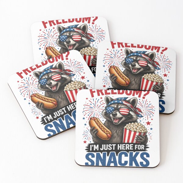Item preview, Freedom Im Just Here For Snacks Funny Raccoon 4th of July Patriotic Trash Panda  designed and sold by CozyRetirementGifts.
