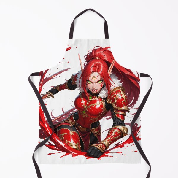 Item preview, Fierce Blood Elf Warrior | Red Fantasy Anime Girl with Sword and Battle Aura designed and sold by TattooDrive.