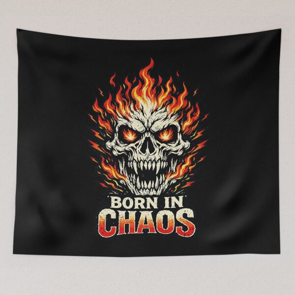 Item preview, Born in Chaos - Flaming Skull designed and sold by SidTastic .