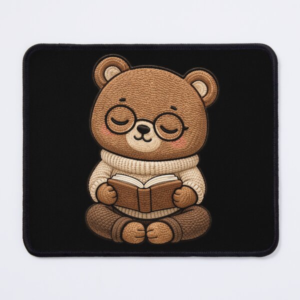 Item preview, Cute Chibi Teddy Bear Reading Book – Cozy Introvert Aesthetic Plush Design designed and sold by ColorSplash123.