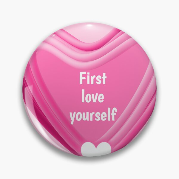 Item preview, First love yourself quote design in a heart shape  designed and sold by CanvasCharmHub.
