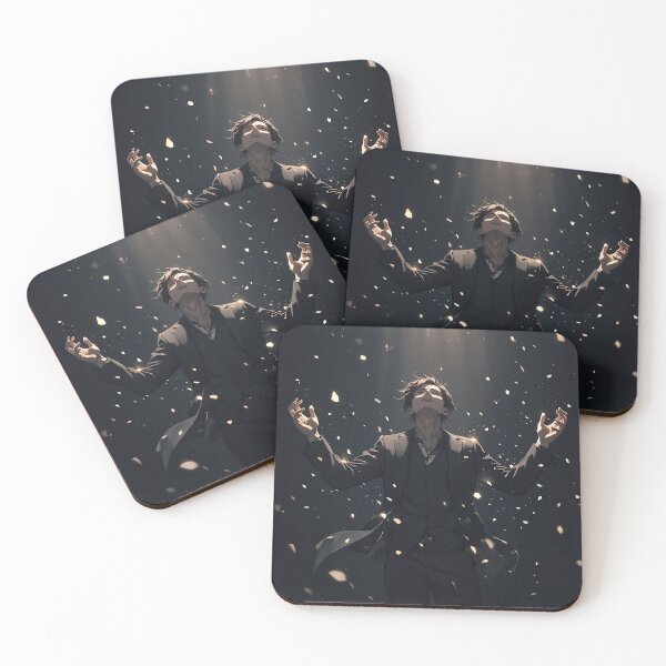 Item preview, The Divine Encore: Triumphant Anime Man in Suit Receiving a Shower of Light and Petals designed and sold by MouradStudio.