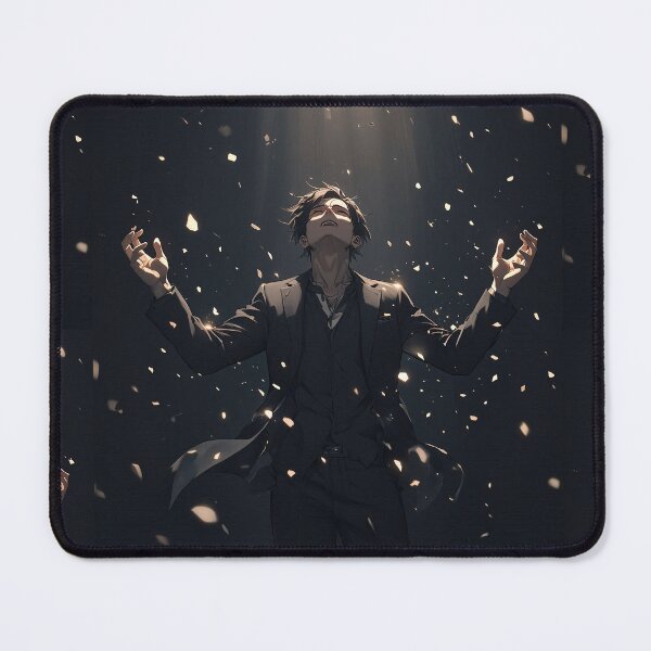 Item preview, The Divine Encore: Triumphant Anime Man in Suit Receiving a Shower of Light and Petals designed and sold by MouradStudio.