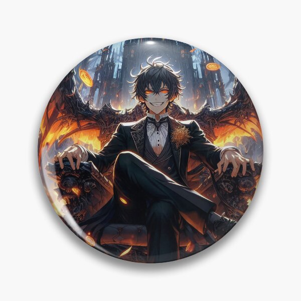 Item preview, Overlord of the Abyss: Dark Anime Prince on a Flaming Throne in a Gothic Domain designed and sold by MouradStudio.