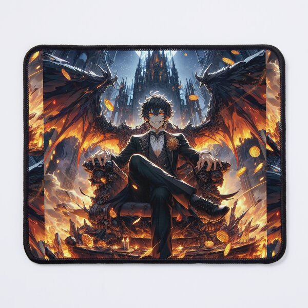 Item preview, Overlord of the Abyss: Dark Anime Prince on a Flaming Throne in a Gothic Domain designed and sold by MouradStudio.
