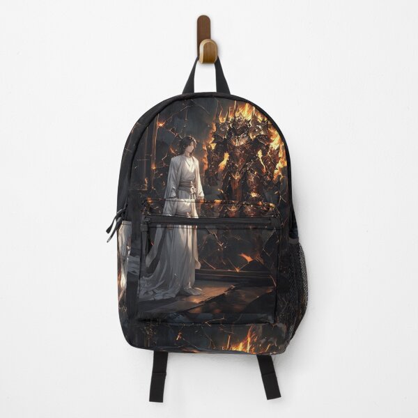 Item preview, The Shadow Within: Serene Anime Protagonist Confronting His Fiery Dark Side Reflection designed and sold by MouradStudio.