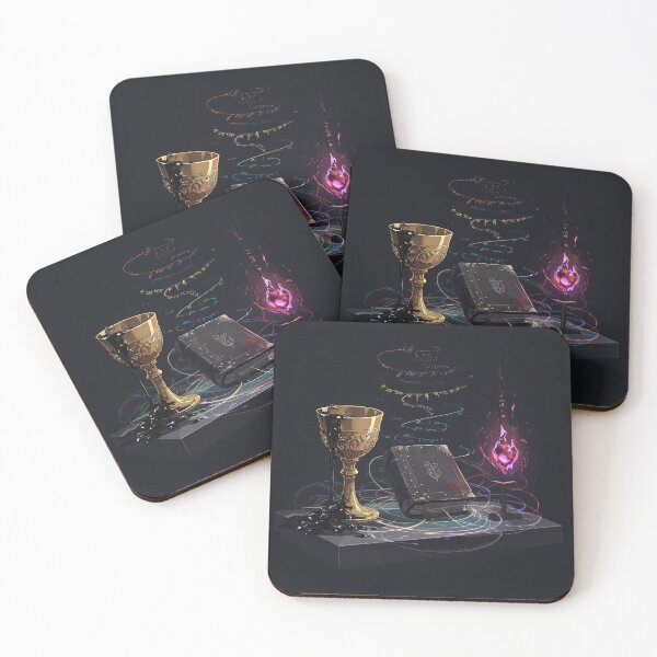 Item preview, Ritual of the Abyss: Dark Anime Grimoire, Tainted Golden Chalice and Arcane Purple Flame designed and sold by MouradStudio.