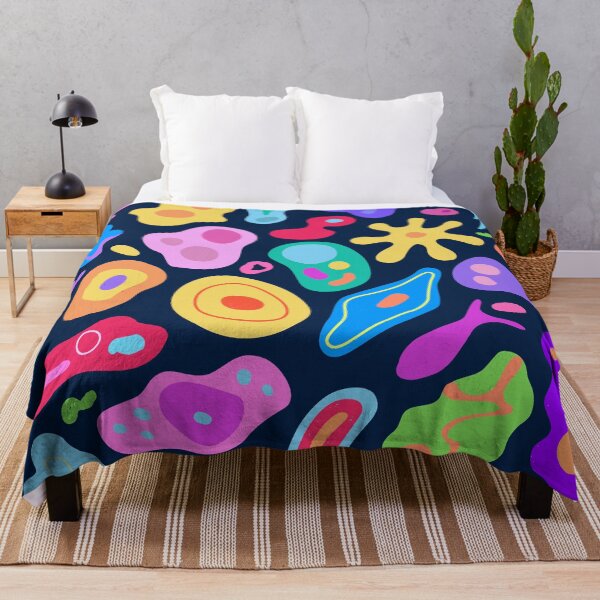 Item preview, Vibrant Organic Shapes Print - Colorful Abstract Blobs on Navy designed and sold by KojourinArt.
