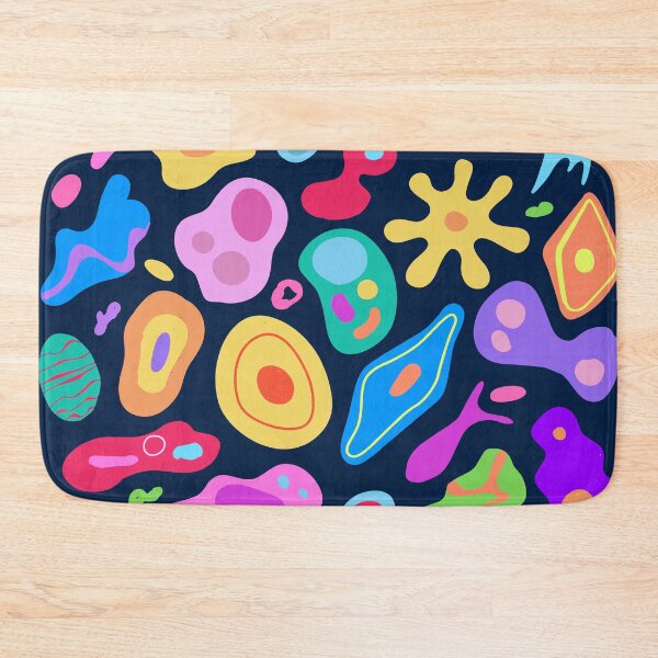 Item preview, Vibrant Organic Shapes Print - Colorful Abstract Blobs on Navy designed and sold by KojourinArt.