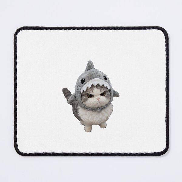 Item preview, angry cat wearing a shark hat designed and sold by mikrocosmox.